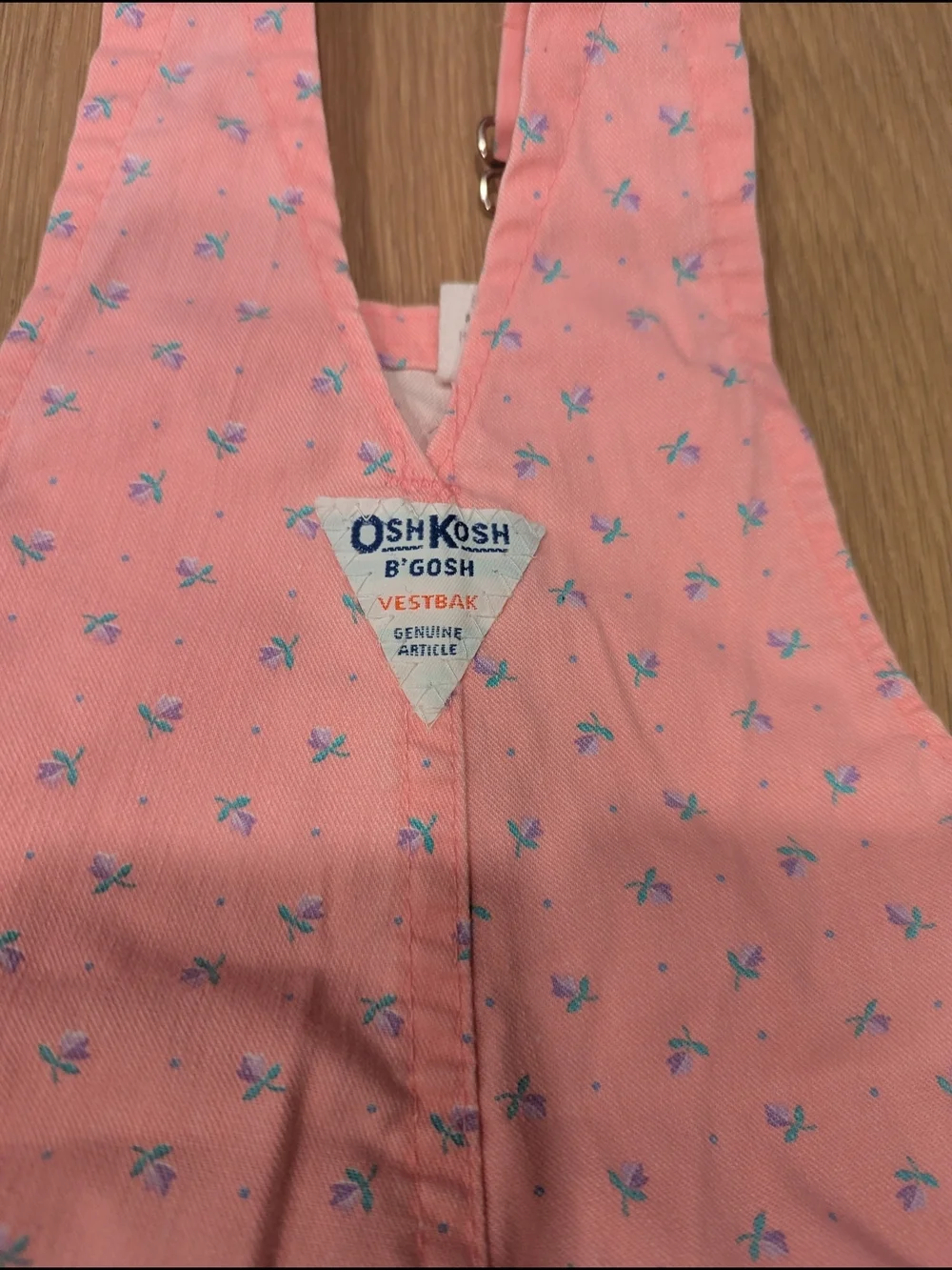 OshKosh B'gosh Pink Printed Kids Overalls Vintage Made In USA